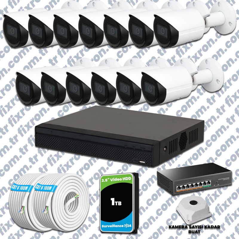 Dahua 13 Kameralı IP 1080P Gece Görüşlü Güvenlik Kamerası Mikrofonlu