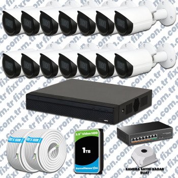 Dahua 14 Kameralı IP 1080P Gece Görüşlü Güvenlik Kamerası Mikrofonlu