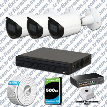 Dahua 3 Kameralı IP 1080P Gece Görüşlü Güvenlik Kamerası Mikrofonlu