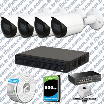 Dahua 4 Kameralı IP 1080P Gece Görüşlü Güvenlik Kamerası Mikrofonlu