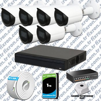 Dahua 6 Kameralı IP 1080P Gece Görüşlü Güvenlik Kamerası Mikrofonlu