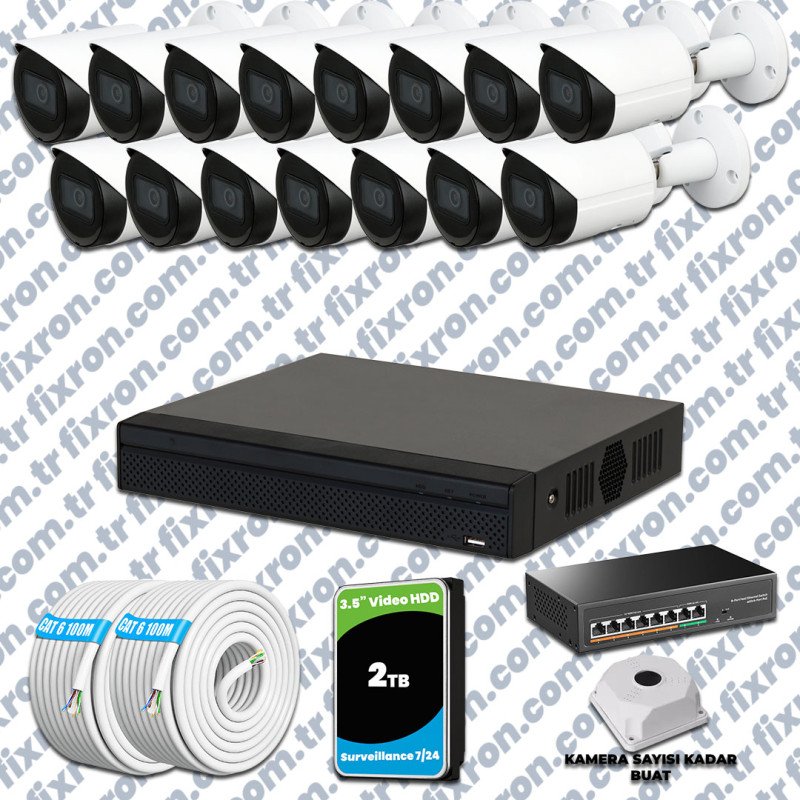 Dahua 15 Kameralı IP 1440P Gece Görüşlü Güvenlik Kamerası Mikrofonlu