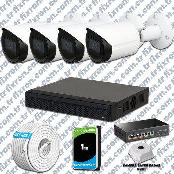 Dahua 4 Kameralı IP 1440P Gece Görüşlü Güvenlik Kamerası Mikrofonlu