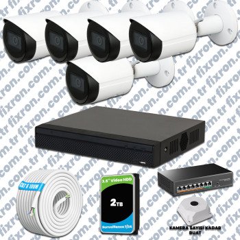 Dahua 5 Kameralı IP 1440P Gece Görüşlü Güvenlik Kamerası Mikrofonlu