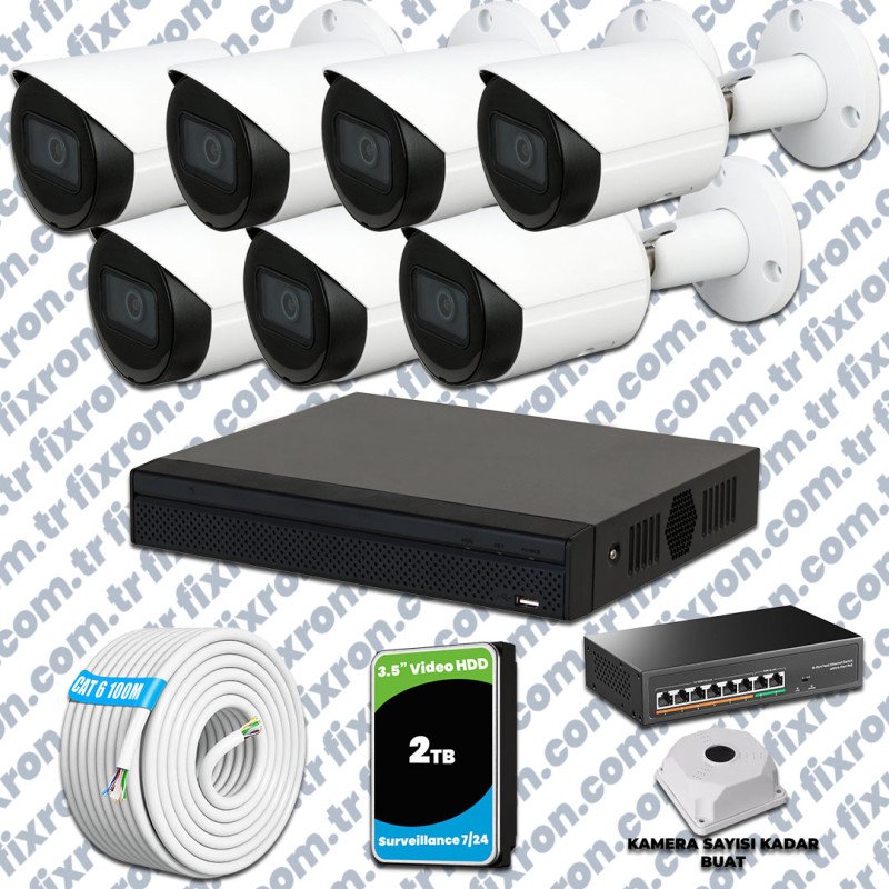 Dahua 7 Kameralı IP 1440P Gece Görüşlü Güvenlik Kamerası Mikrofonlu