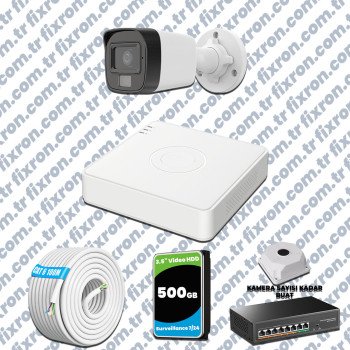 Hikvision 1 Kameralı IP Full HD Renkli Güvenlik Kamerası Mikrofonlu