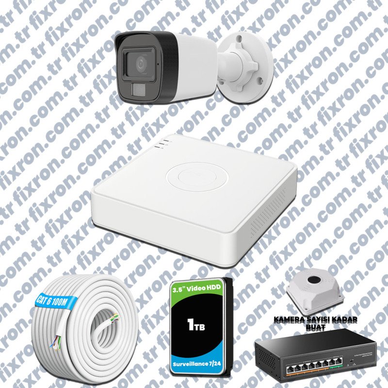 Hikvision 1’li İP 4MP Güvenlik Kamerası Seti Colorvu Mikrofonlu Olay Anında Bildirim
