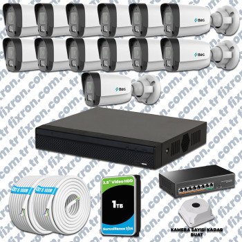 TTec 13 Kameralı 1080P Mikrofonlu IP Güvenlik Kamera Seti