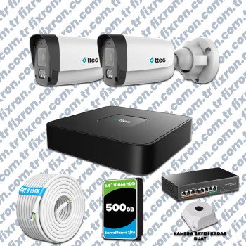 TTec 2 Kameralı 1080P Mikrofonlu IP Güvenlik Kamera Seti