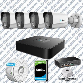 TTec 4 Kameralı 1080P Mikrofonlu IP Güvenlik Kamera Seti
