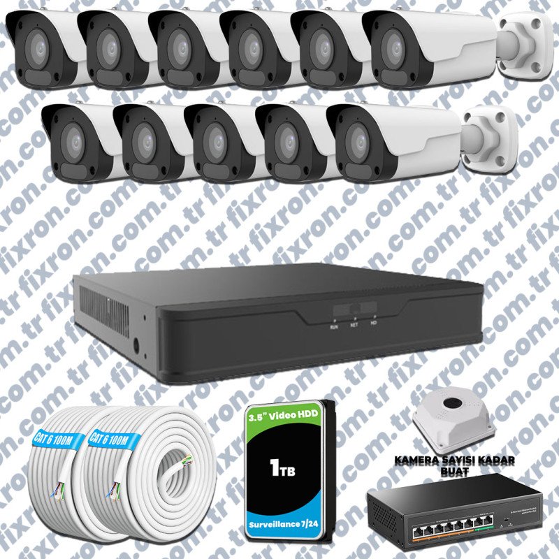 UNV 11 Kameralı IP Full HD Güvenlik Kamerası Seti