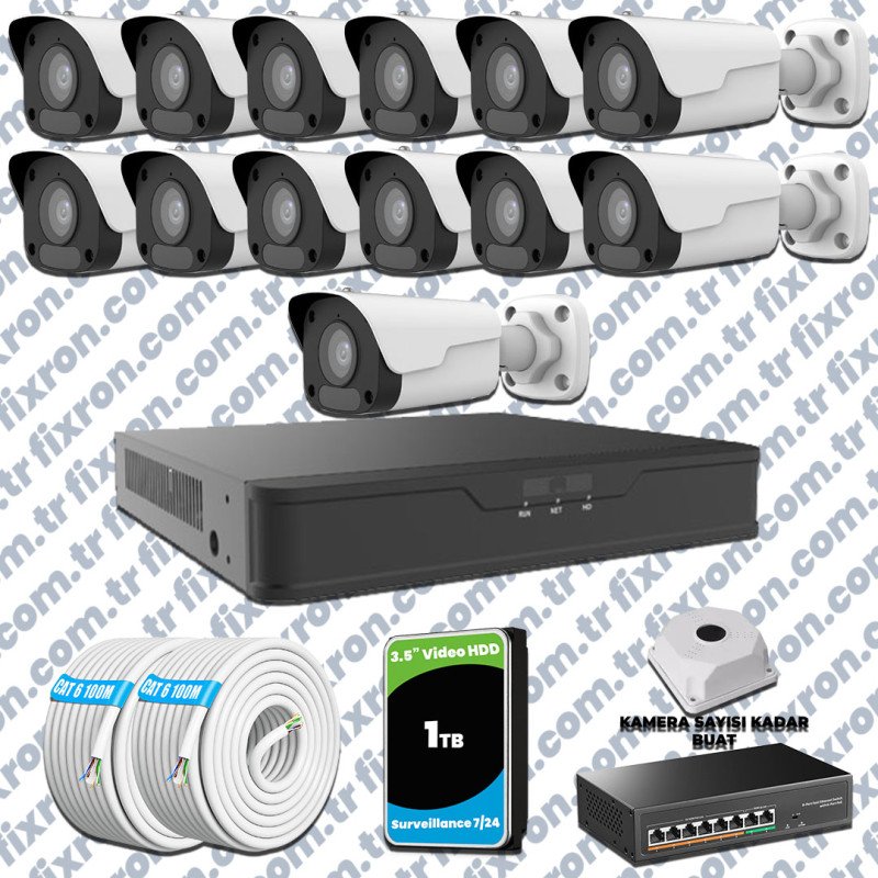 UNV 13 Kameralı IP Full HD Güvenlik Kamerası Seti