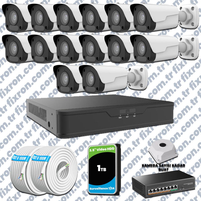 UNV 14 Kameralı IP Full HD Güvenlik Kamerası Seti