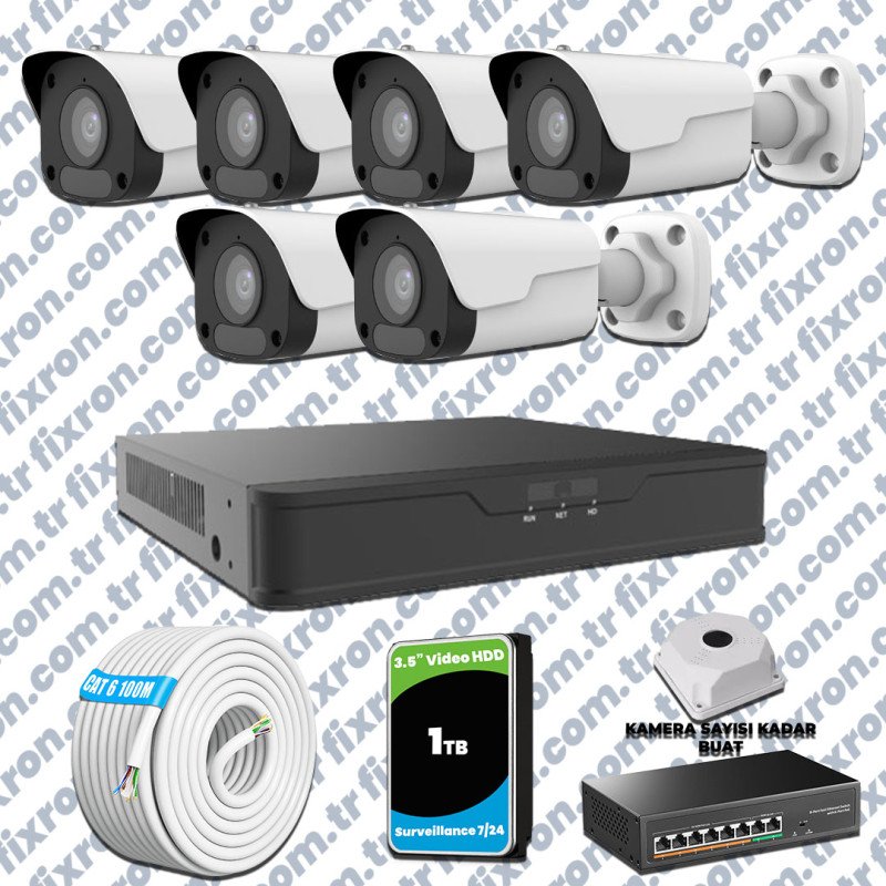 UNV 5 Kameralı IP Full HD Güvenlik Kamerası Seti
