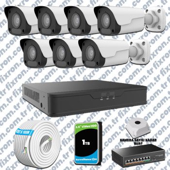 UNV 7 Kameralı IP Full HD Güvenlik Kamerası Seti