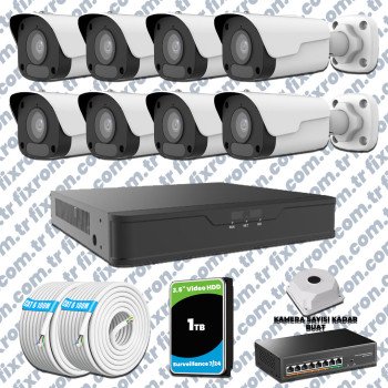 UNV 8 Kameralı IP Full HD Güvenlik Kamerası Seti