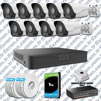 UNV 9 Kameralı IP Full HD Güvenlik Kamerası Seti